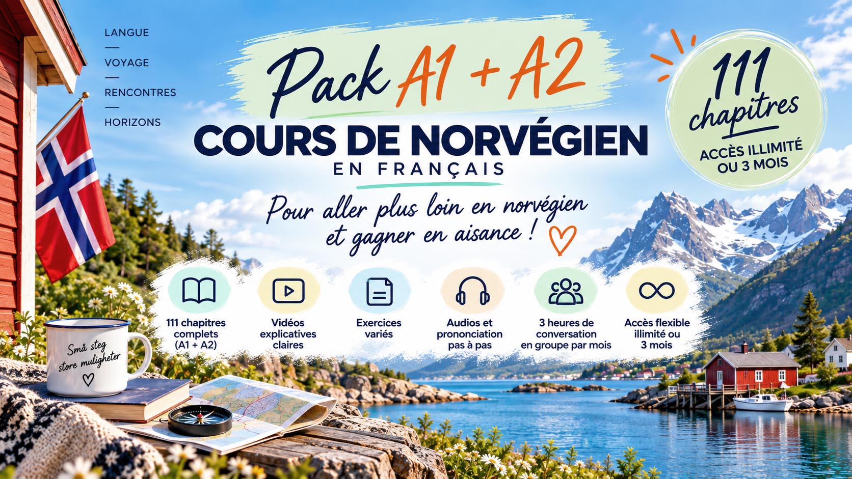 Cours de norvégien en français A1 + A2